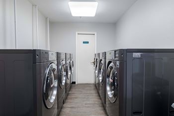 A row of washing machines